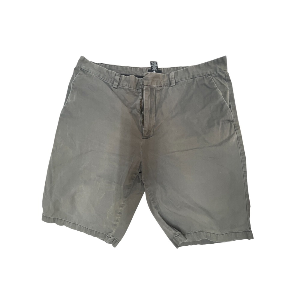 Calvin Klein Mens Grey Cotton Chino Shorts Size‎ 38 Flat Front Casual